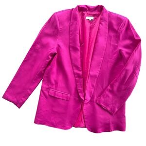 Grace & Lace Womens L Pink Fuchsia Open Front Collar Blazer Jacket Barbie Preppy